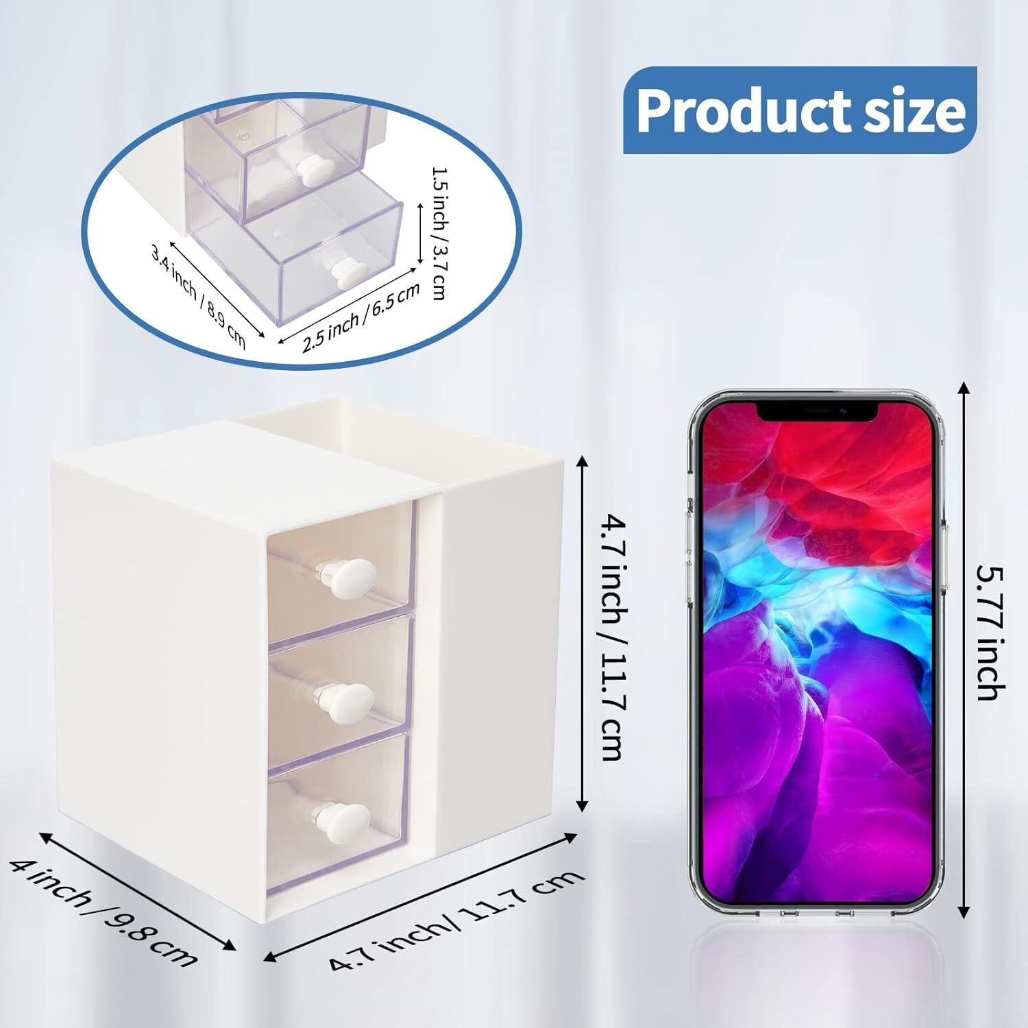 Schreibtisch-Organizer, Kunststoff-Schreibtisch-Organizer mit Schublade, Aufbewahrungsbox für Büro und Geschäft, Kosmetik- und Make-up-Organizer, Schreibtisch-Organizer für die Sammlung (Farbe: Rosa