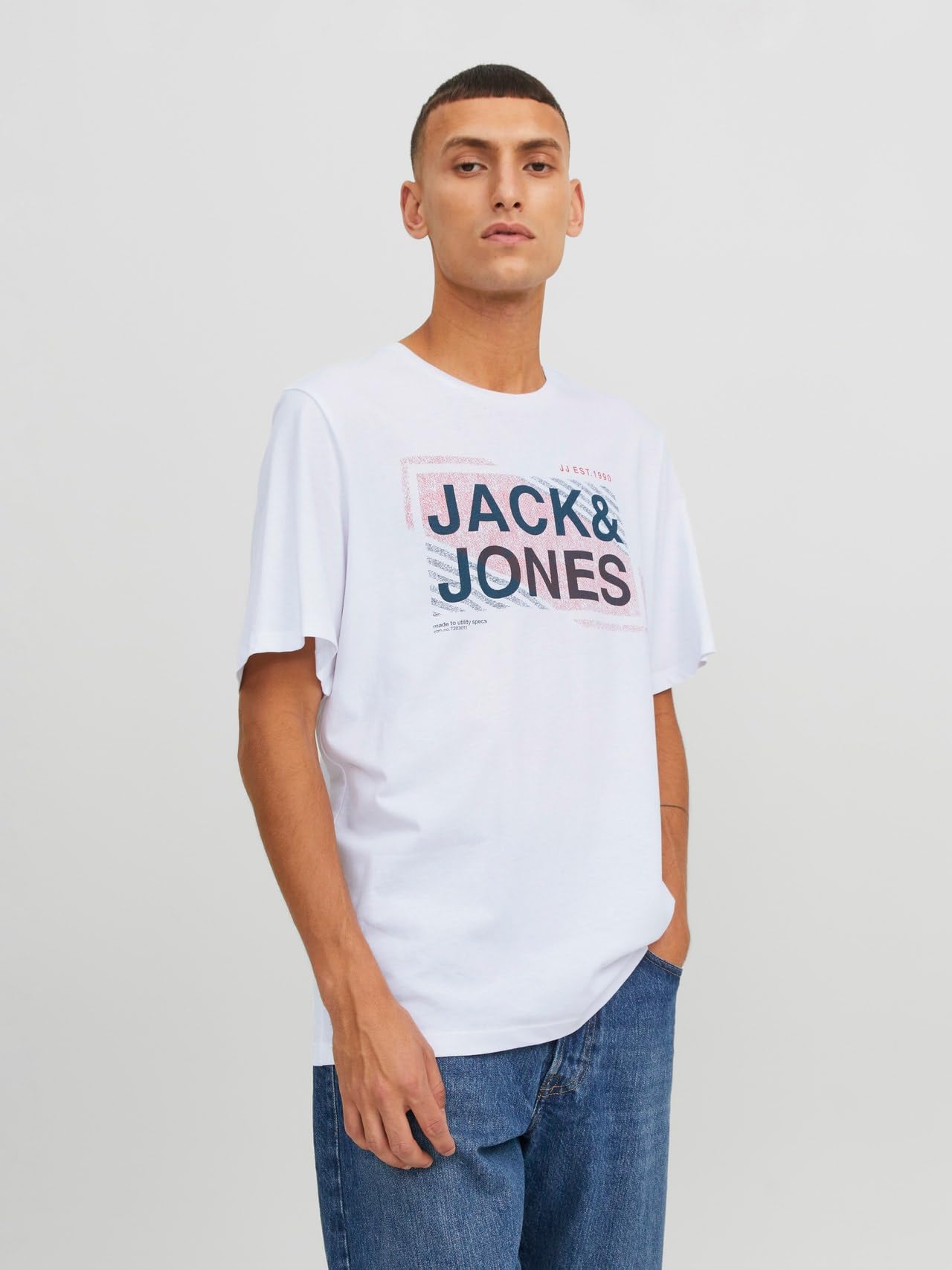 JACK & JONES Camiseta Hombre Pack de 3 – Manga Corta, Cuello Redondo, 100% Algodón, Básica y Casual, Diseño Estampado, Negro/Verde/Blanco