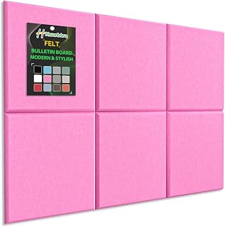 Hsurbtra Cork Board for Wall 24 x 18 Inch, 6 Pack Felt Bulletin Notice Board with Pushpins for Office Home School Farmhouse Wall Decor, Pink