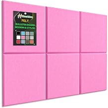 Hsurbtra Cork Board for Wall 24 x 18 Inch, 6 Pack Felt Bulletin Notice Board with Pushpins for Office Home School Farmhouse Wall Decor, Pink