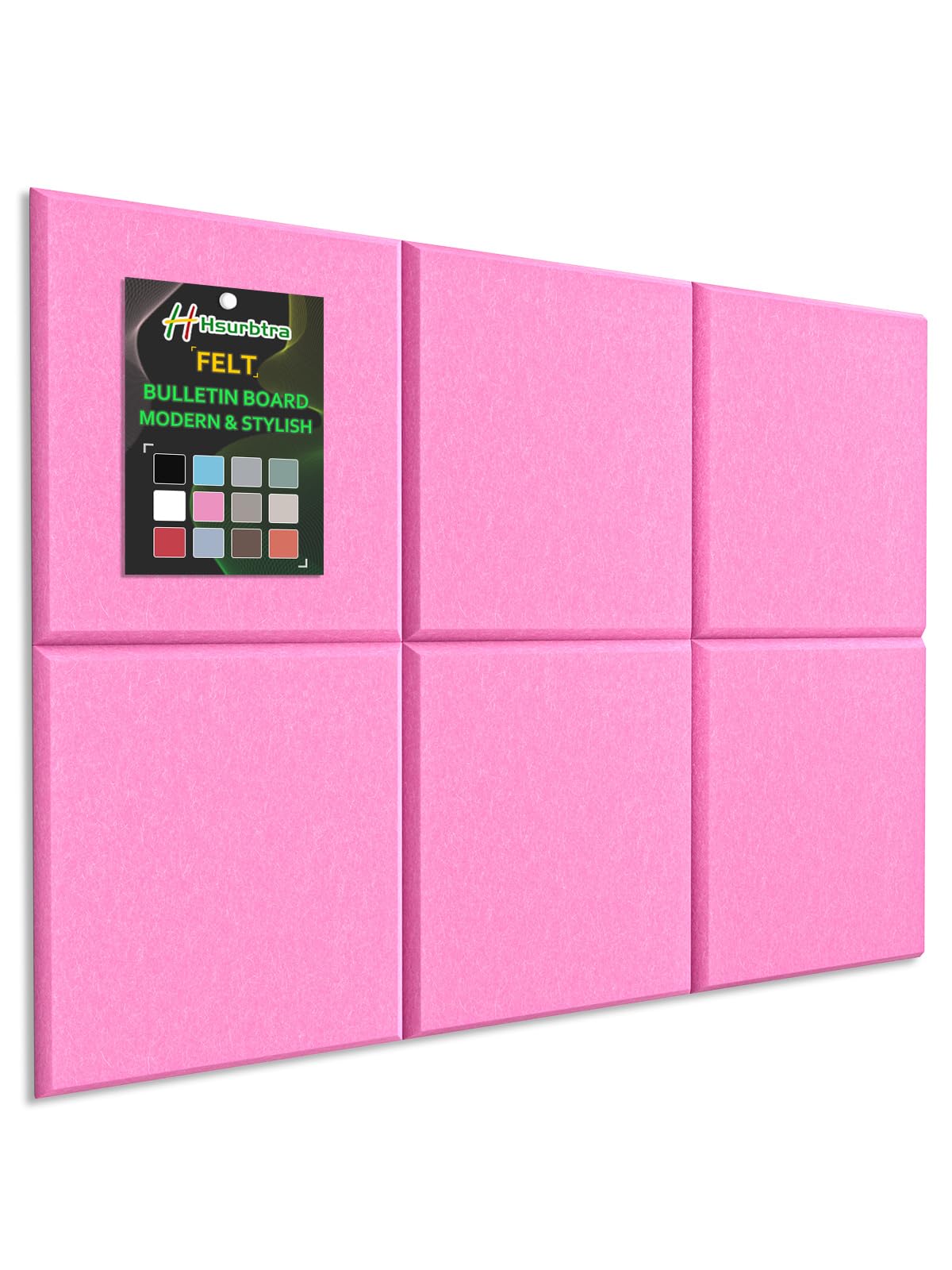 Hsurbtra Cork Board for Wall 24 x 18 Inch, 6 Pack Felt Bulletin Notice Board with Pushpins for Office Home School Farmhouse Wall Decor, Pink