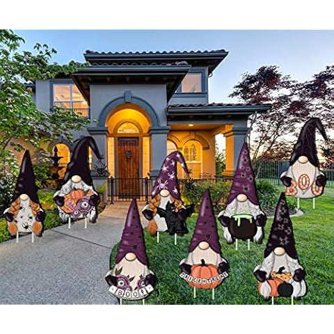 LUCKKYY Halloween Outdoor Yard Signs Decorations -Halloween Yard Sign Ghost Outdoor Lawn Yard Decorations (Red) Cover