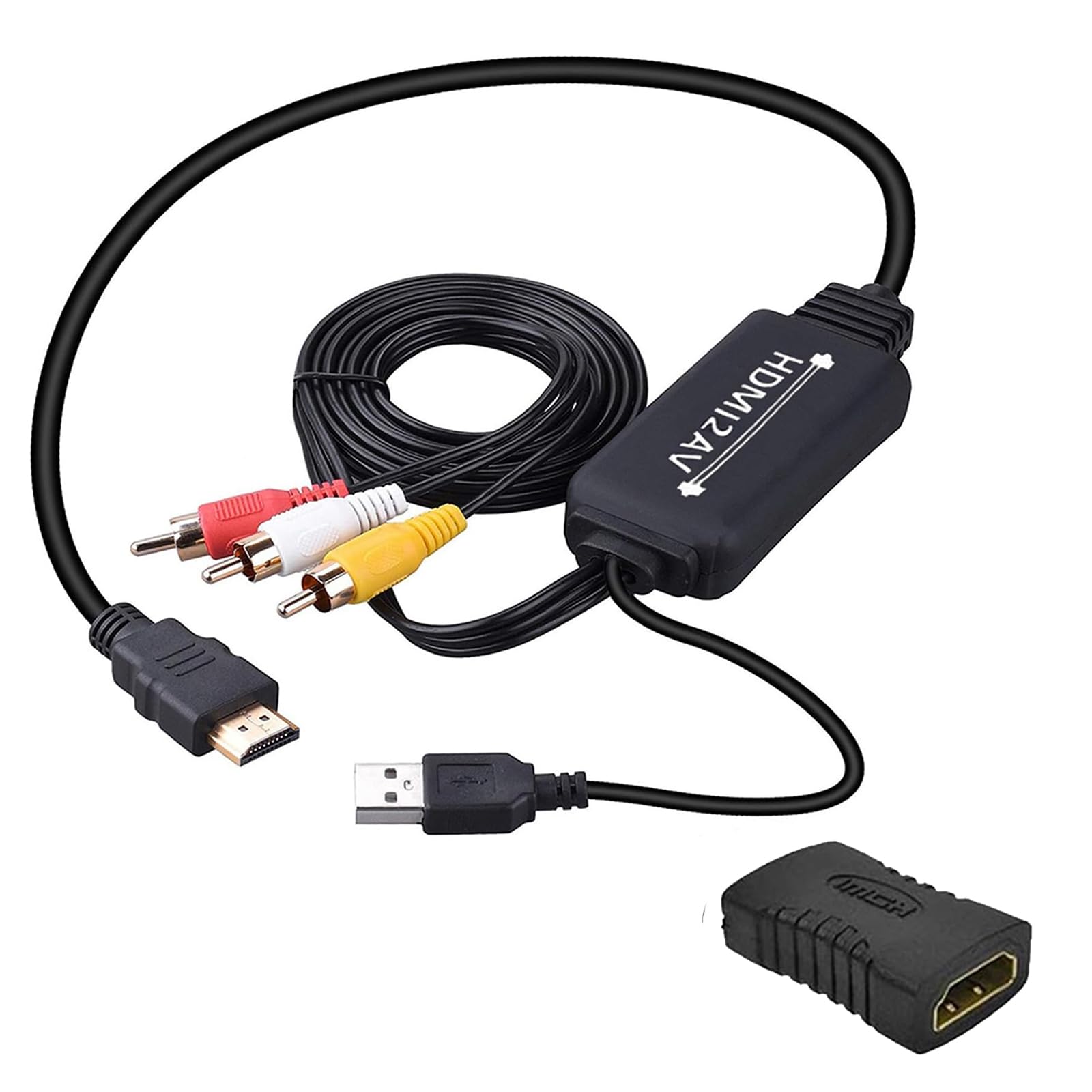 Cable Adaptador HDMI a RCA, HDMI a RCA, 1080P HDMI a AV, Compatible con PAL/NTSC para Amazon Fire Stick, Roku, Chromecast, Apple TV, PC, portátil, Xbox, HDTV, DVD, etc.