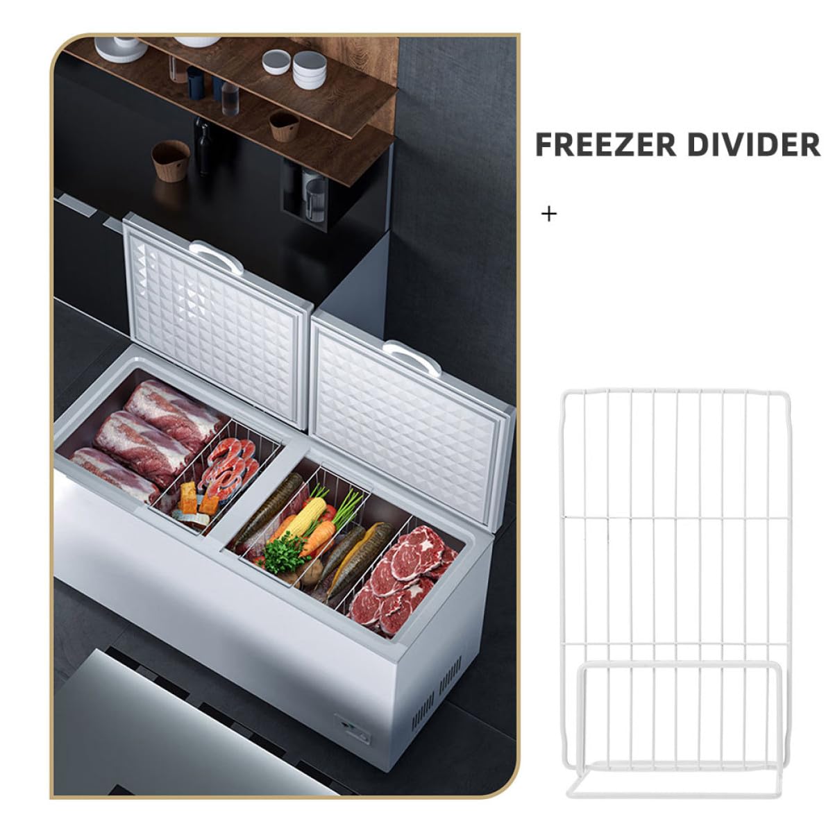 CRAFTHROU Divisor de Estantes Metálico Ajustable para Congelador, 32-34 CM de Ancho X 36 CM de Alto, Separador Desmontable para Uso en Neveras y Refrigeradores Domésticos