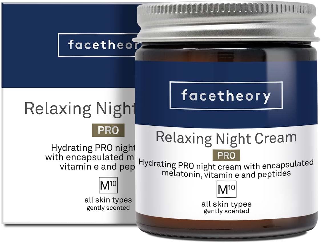 facetheory Relaxing Night Cream M10 PRO - Night Face Cream, Hydrating Night Cream, Made with Melatonin, Face Moisturizer Night, Replenish Skin, Vegan & Cruelty-Free, Made in UK | Scented | 1.7 Fl Oz