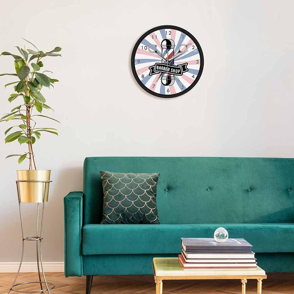 Geek Alerts Voice Control LED Lighting Clock, Vintage Barber Pole Advertisement Wall Clock Battery Operated Mancave Barbering Art Sign Hair Salon Decorative Timepieces Silent Wall Watch
