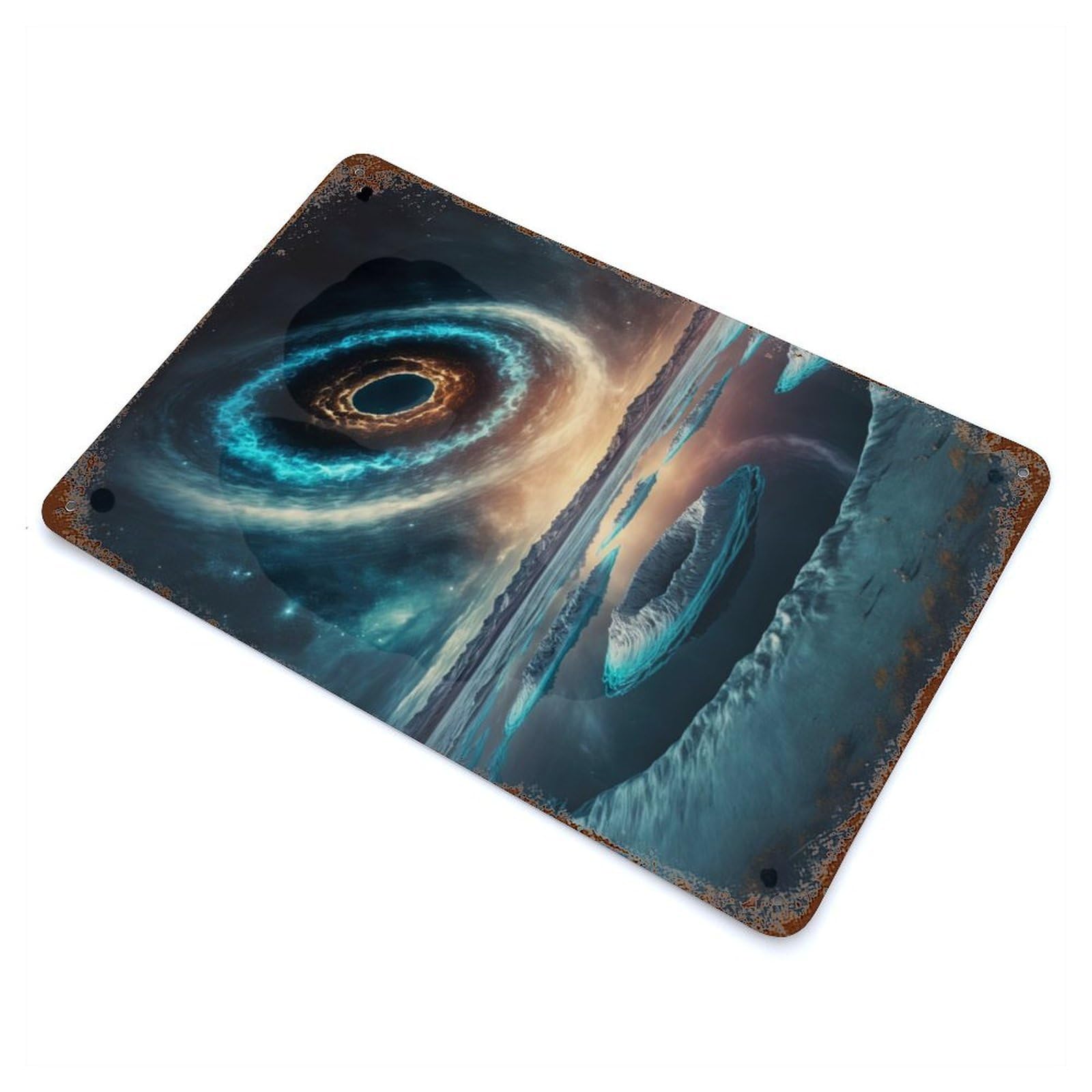 Rust Effect Colors of Space Planet Vintage Rust Metal Sign 11.8"x7.9", Classic Wall Plaque for Shed, Workshop And Garage Wall Decor