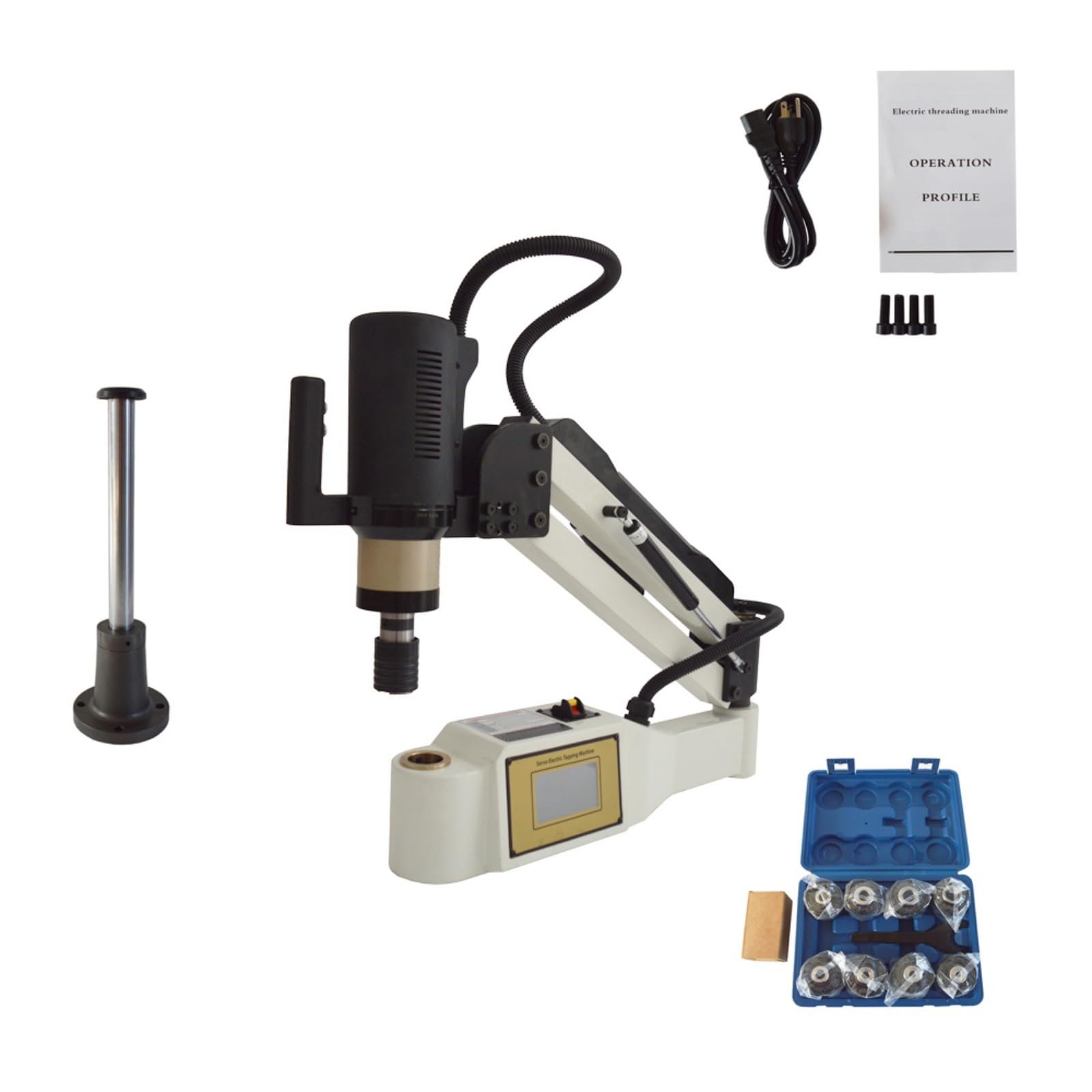 BEILOCKERY 220V Universal 360° Electric Tapping Machine, M6-M30 Tapping Threading Machine with Taps, 1200W Drilling Milling Tapping Machine with Touch Screen