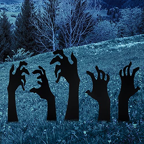 Anditoy 5 Pack Halloween Black Hands Yard Signs with Stakes Scary Silhouette Halloween Decorations for Outdoor Yard Lawn Garden Halloween Decor