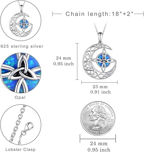 Miniatura 4 de Daixiya Collar de nudo de brujas de plata de ley 925 con colgante de nudo de brujas celtas, collar pagano Wicca, joyería para mujeres y niñas, Plata