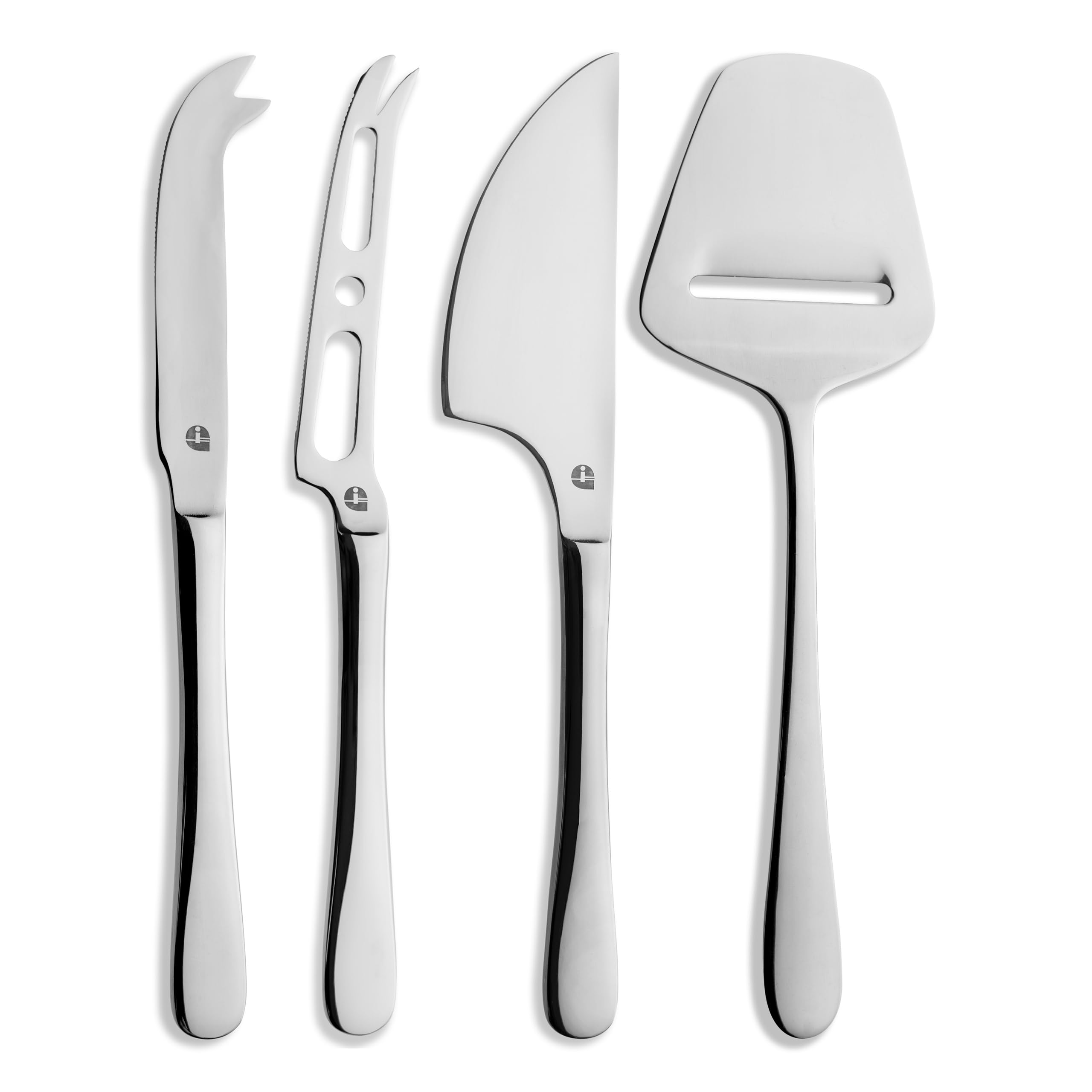 Grunwerg Windsor Carded 4-Piece Stainless Steel Cheese Knife Set 4BXCHKWDR, 18/0 Stainless Steel, Silver