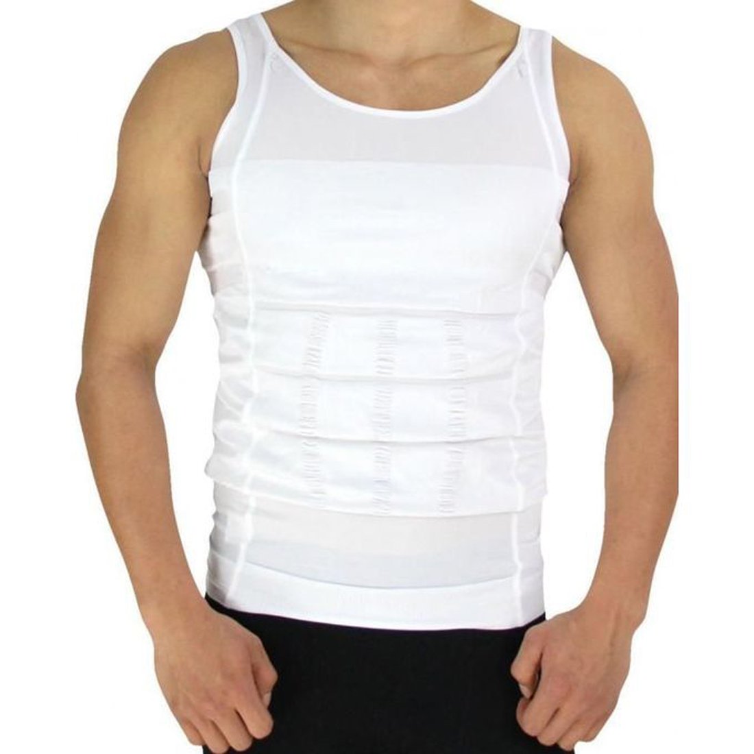 STAR MAGIC® Men's Nylon Shaper Weight Loss Slim and Lift Slimming Shirt Waist Belt Body (White or Black, XL)