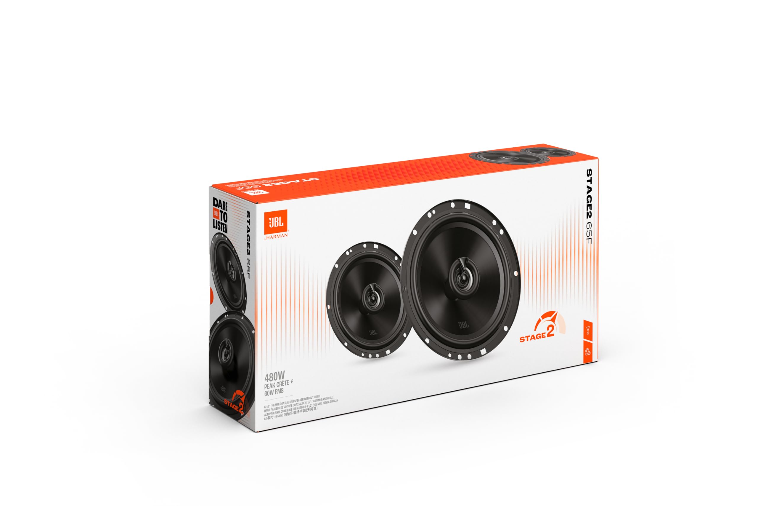 JBL Stage2 GEN2 65F Altavoz Coaxial Auto 165mm (6,5 Pulgadas) - Set 2 Vías | Altavoz auto JBL 480W MAX / 60W RMS para coche, camión y autocaravana, HiFi