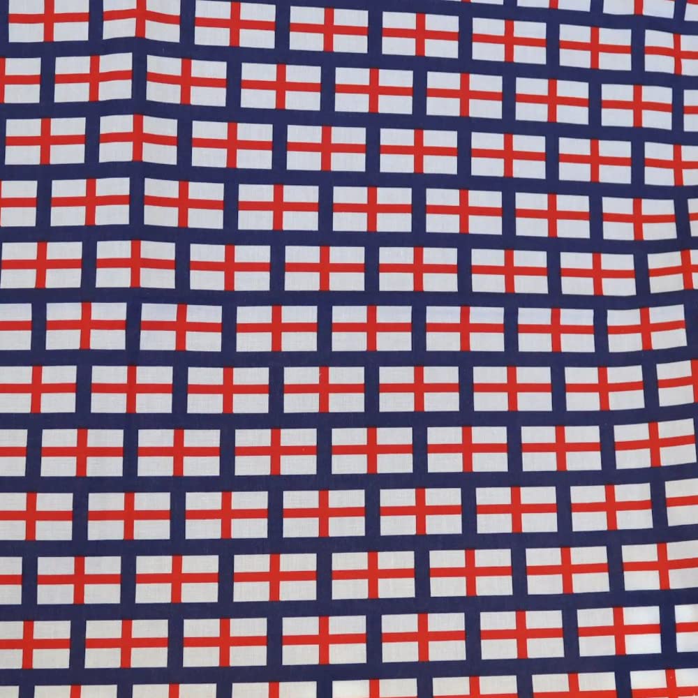Polycotton Fabric England Flags St.George's Cross Sold Per Metre