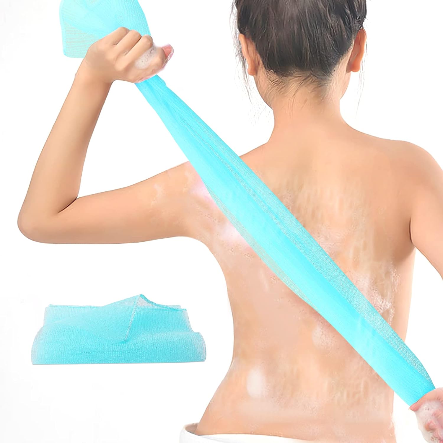 WLLHYF Exfoliërende doek nylon Japanse scrub douche wasdoek lichaam douche reiniging veelkleurige sponzen diepe schone rug wasmachine spa massage badhanddoek voor vrouwen mannen douche (blauw)