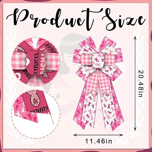 Miniatura 2 de Arcos grandes de corona de concientización sobre el cáncer de mama, lazos de arpillera para corona, lazos de cinta rosa para mujeres y niñas,