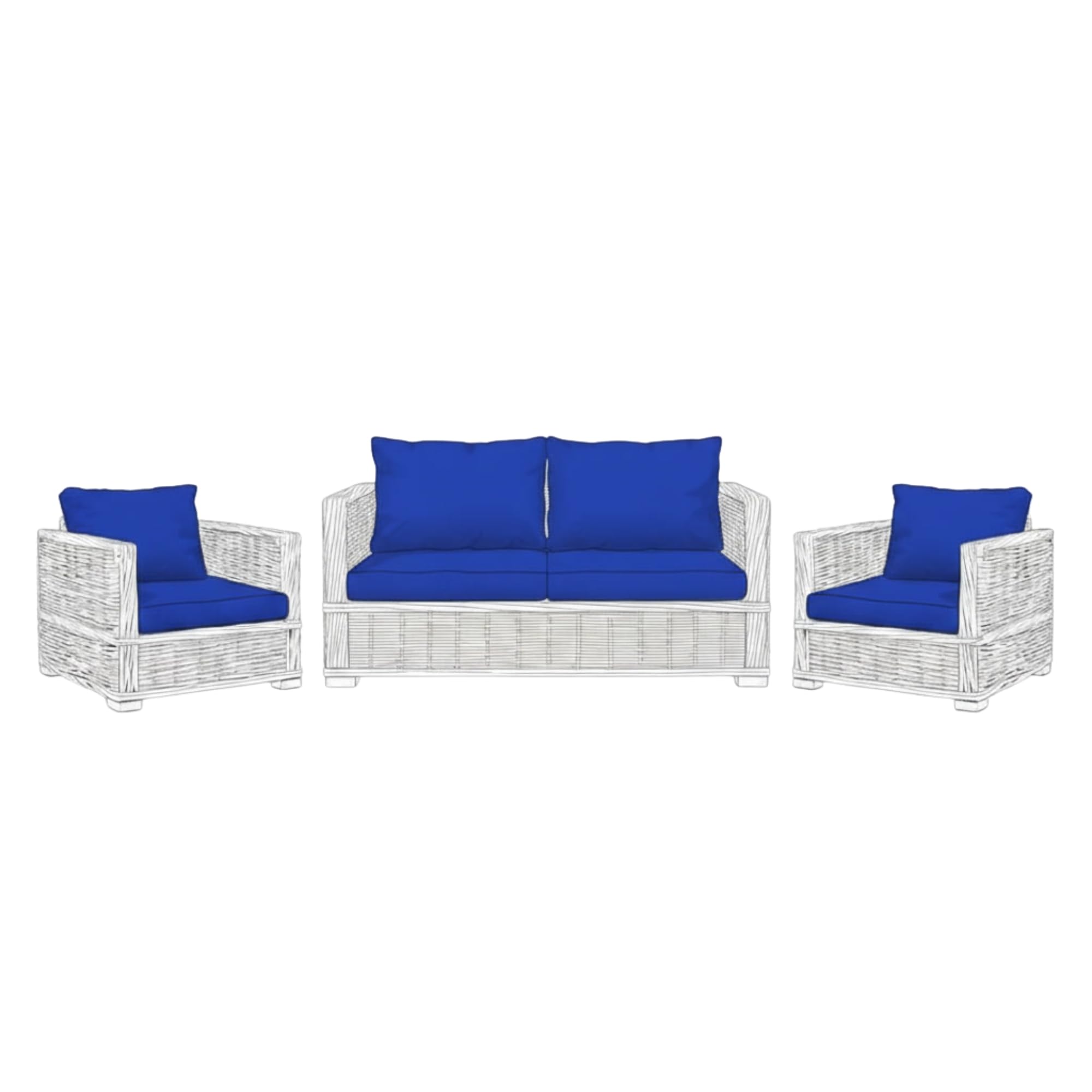 Kosiproducts Replacement Rattan Cushion Seat Cushions Garden Patio Furniture [Royal Blue, 4 Seats + 4 Cushions] - Furntiure Not Included