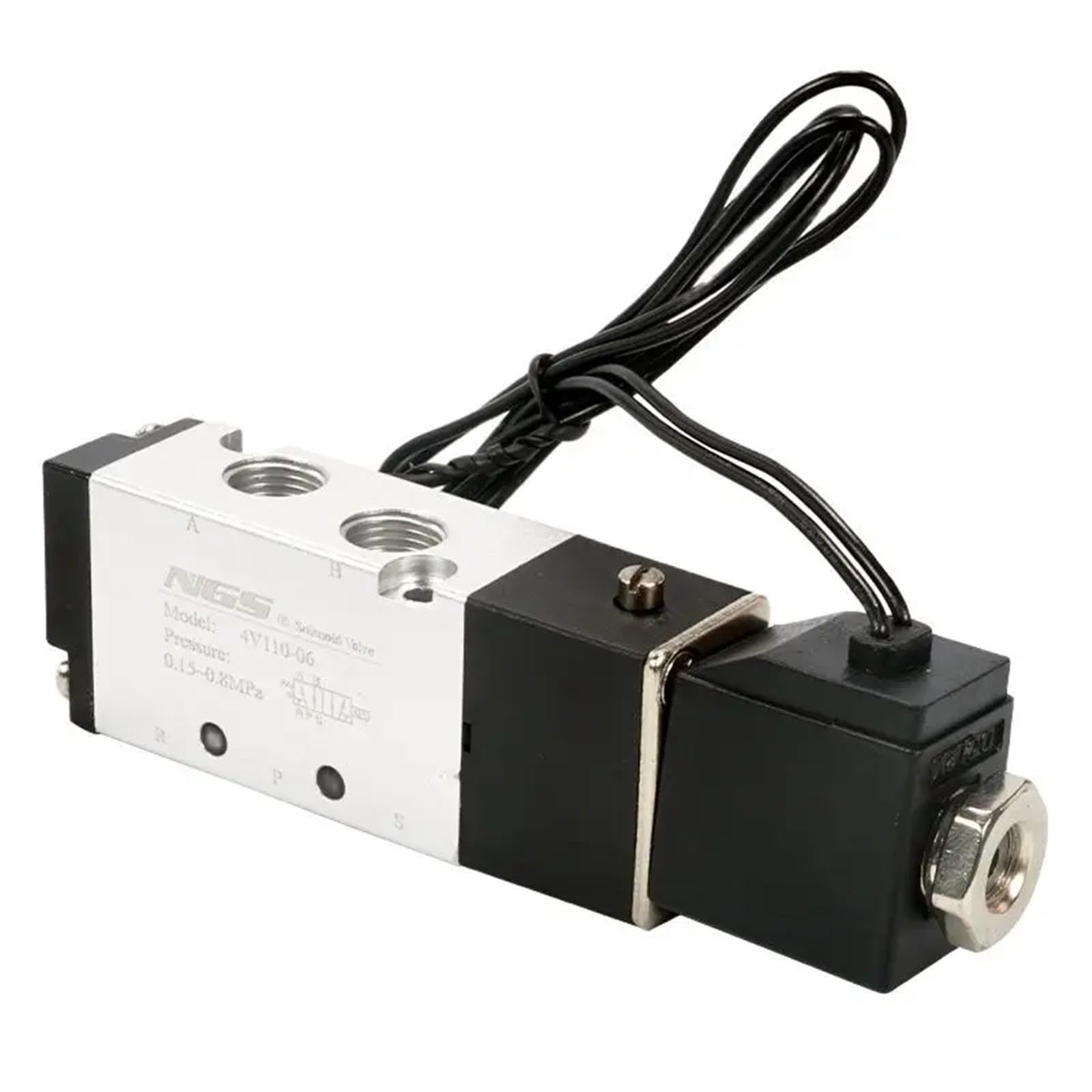 4V110-06 5 Weg 2 Position 1/8 "Pneumatische Magnetventil mit draht DC12V DC24 AC110 AC220V mit 4mm/6mm/8mm/10mm/12mm(With-6mm-Fitting,DC12V)