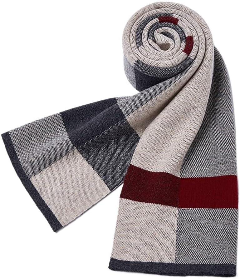 Scarf Men's Winter Checkered Knitted Business Autumn/Winter