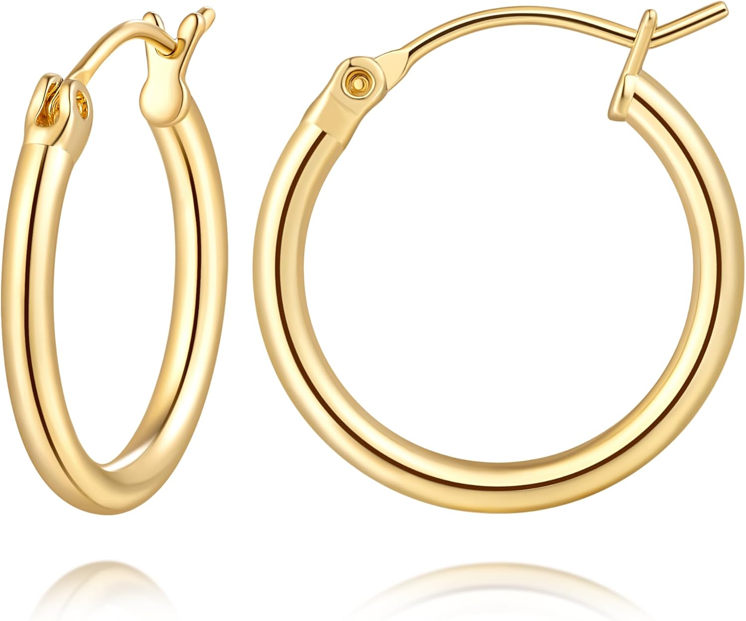 14K Gold Earrings for Women 14K Gold Hoop Earrings for Women Gold Hoops Earring for Womens Hoop Classic Simple Circular Silhouette Womens Hoop Earrings 12/14/16/18/20mm