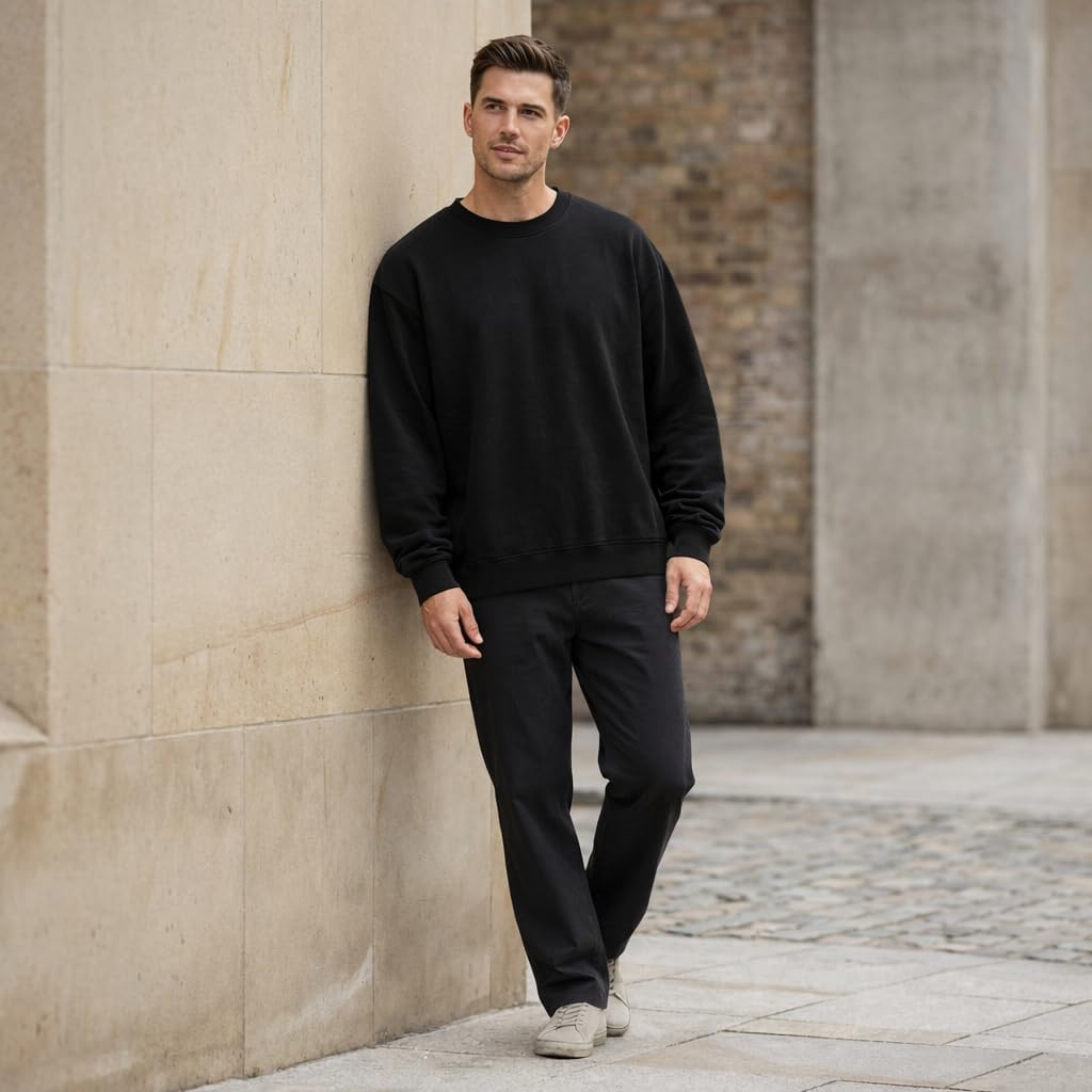 Rocawear Oversized Crewneck Sweatshirt Long Sleeve Cotton Washed Fleece XXL Heavyweight 350 GSM Relaxed Fit Casual Pullover
