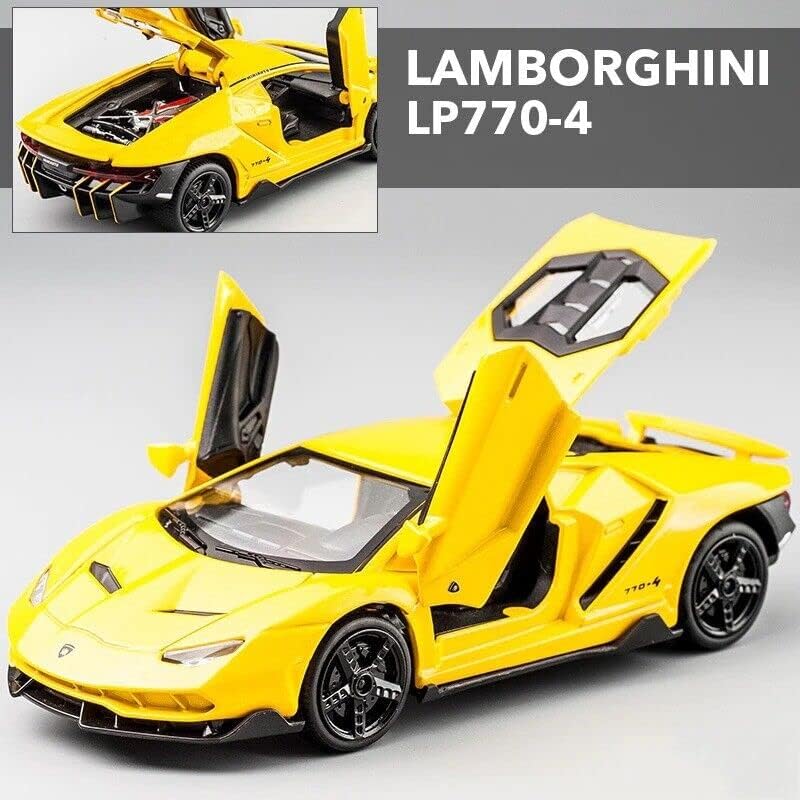 Image of 1:32 Scale Lamborghini LP750 Toy Car | Metal Pullback Diecast Car for Kids with Openable Doors, Sound, Light Effects Toy for Car Enthusiasts (Red)