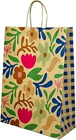 Sacola Kraft Natural - Flores 17,5x8,5x21,5 c/10un