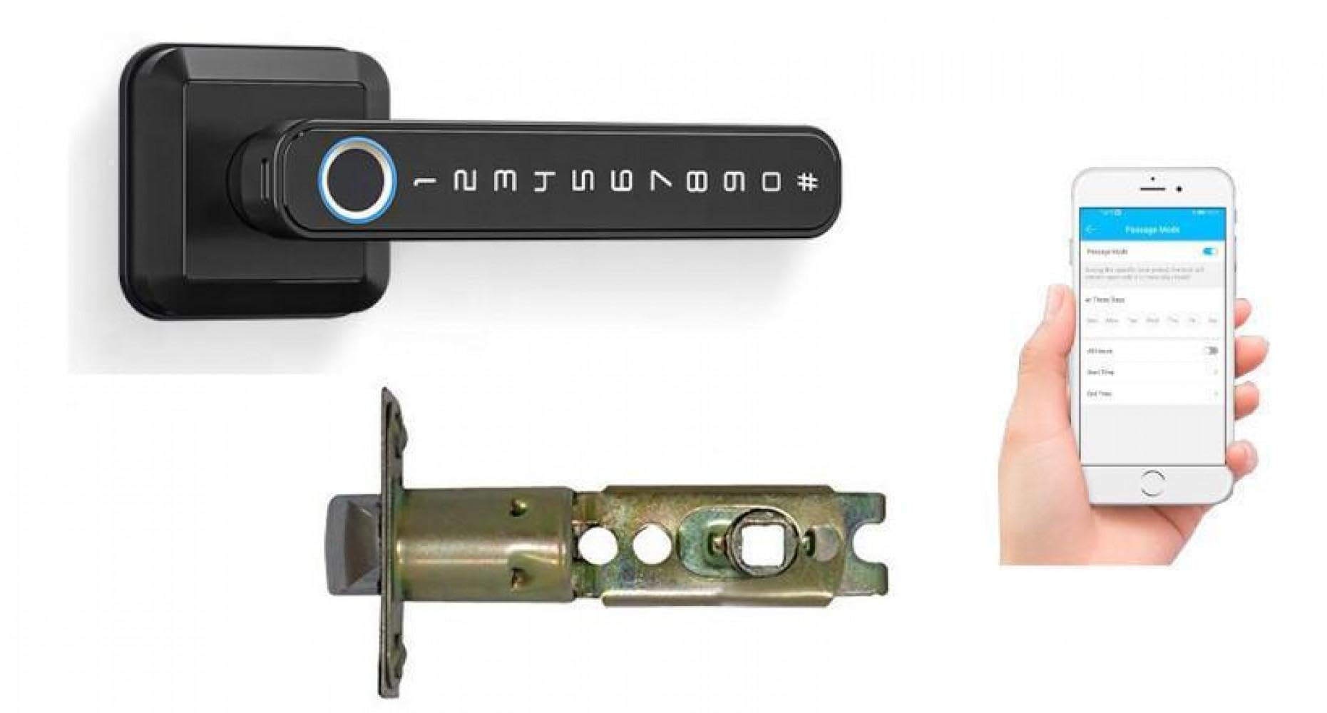 LOCKY-5 Poignée connectée Biométrique, Code, App, Bluetooth