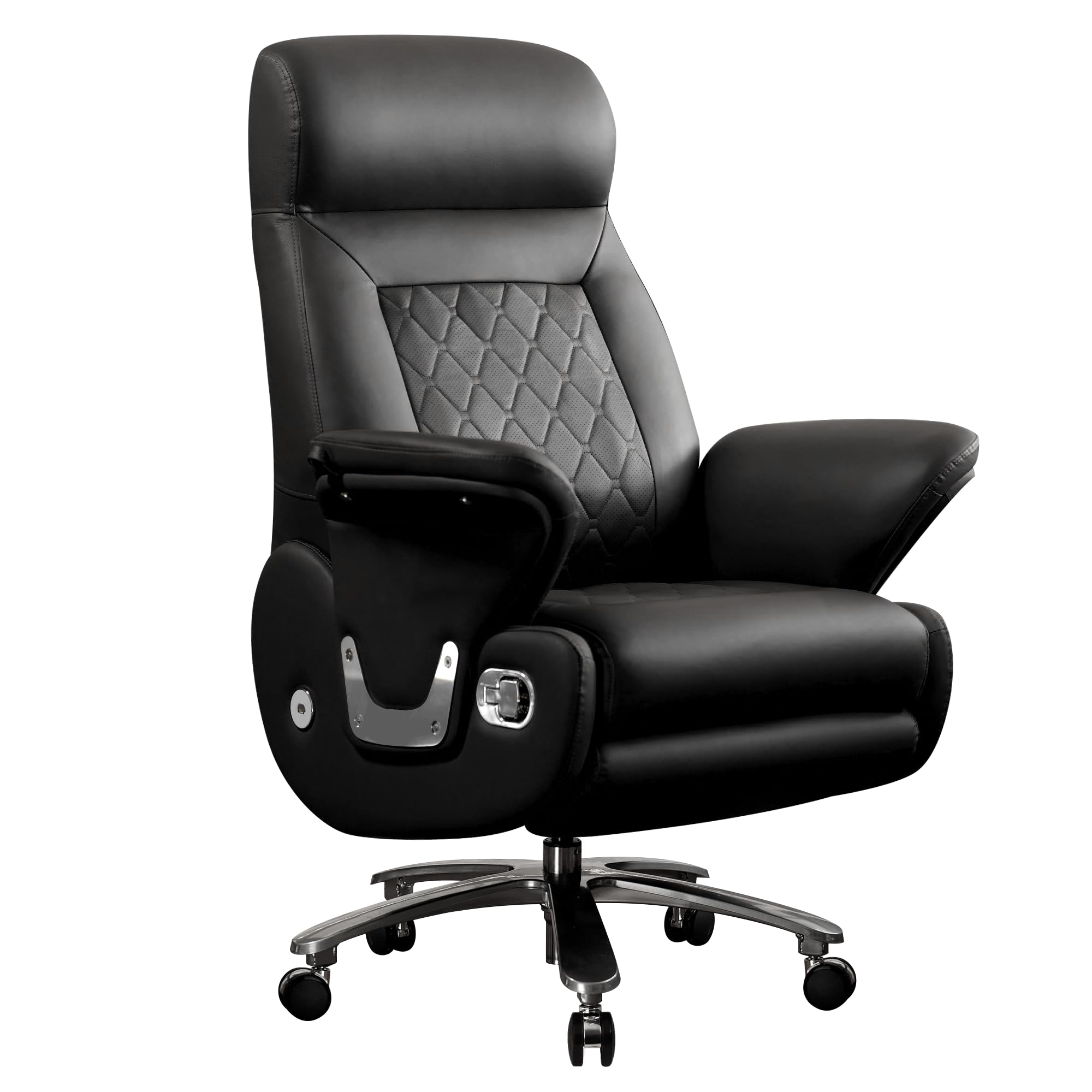 Kinnls Luca Massage Office Chair Genuine Leather Power Recliner Chair with Heated Ventilation,Executive Desk Chair Fully Reclining Ergonomic Office