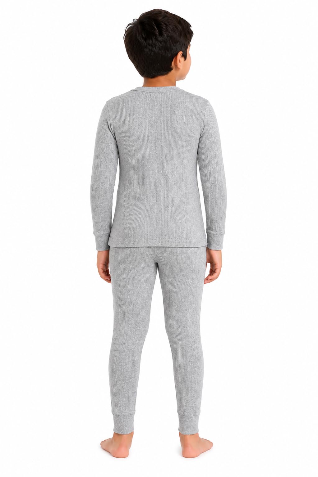 UCARE Round Neck Winter Thermal Set of Top Trouser for Kids/Thermal for Boys and Girls/Kids Thermal (Light Grey, 5-6 Years)
