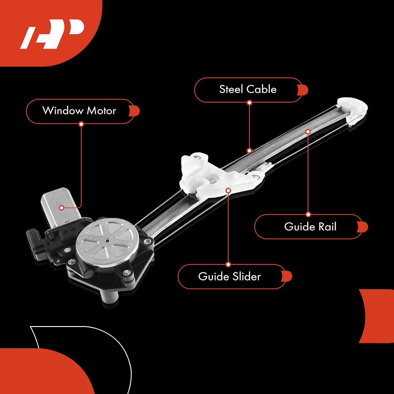 A-Premium Rear Driver Side Power Window Regulator with 2-Pin Plug Motor Compatible with Honda Civic 2016-2019, Hatchback/Sedan Only