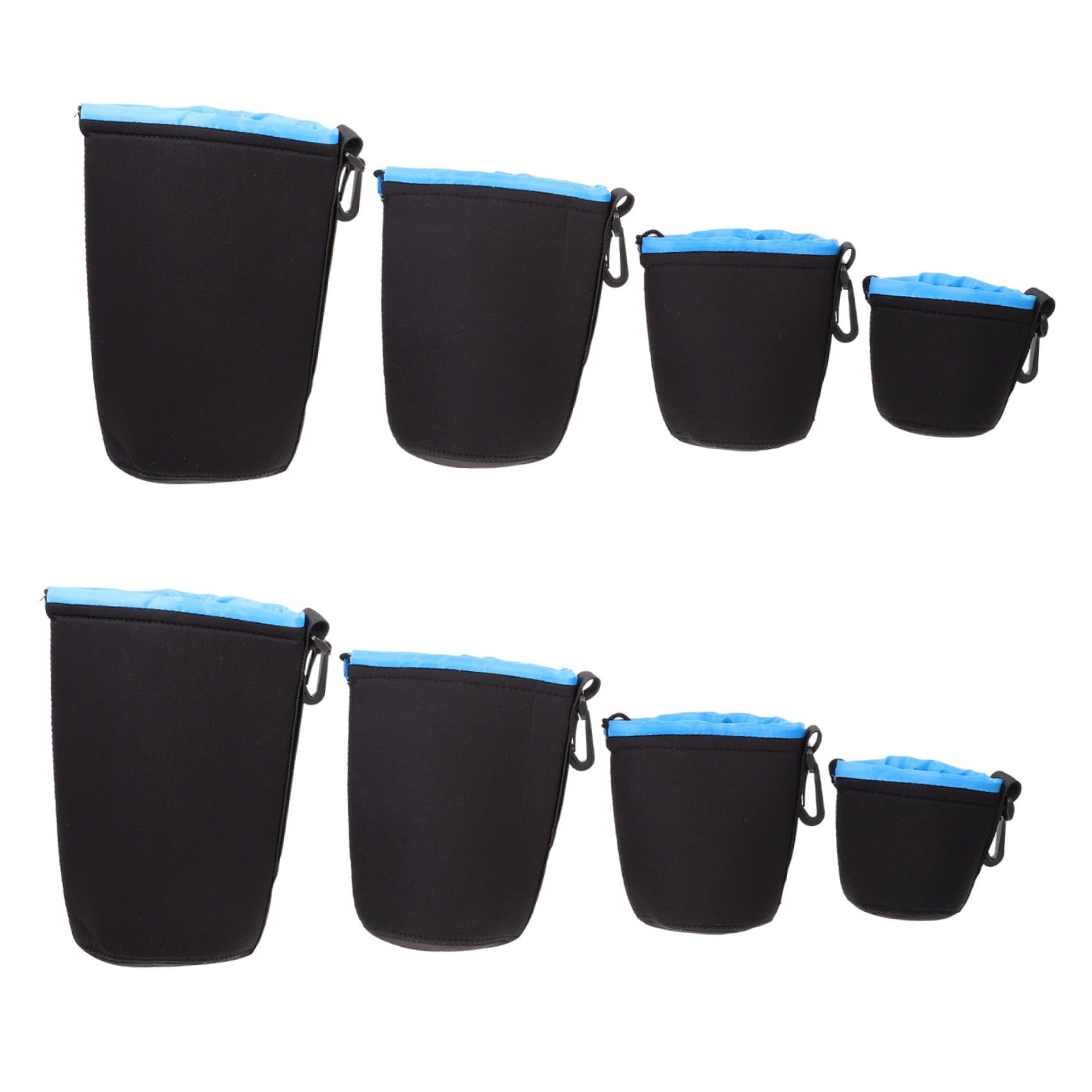 SEWACC 2 Series Funda para Lentes De Cámara De Neopreno De Unidades Diseño con Cierre Protección para Lentes DSLR Espejo Color Azul 4 Piezas*2