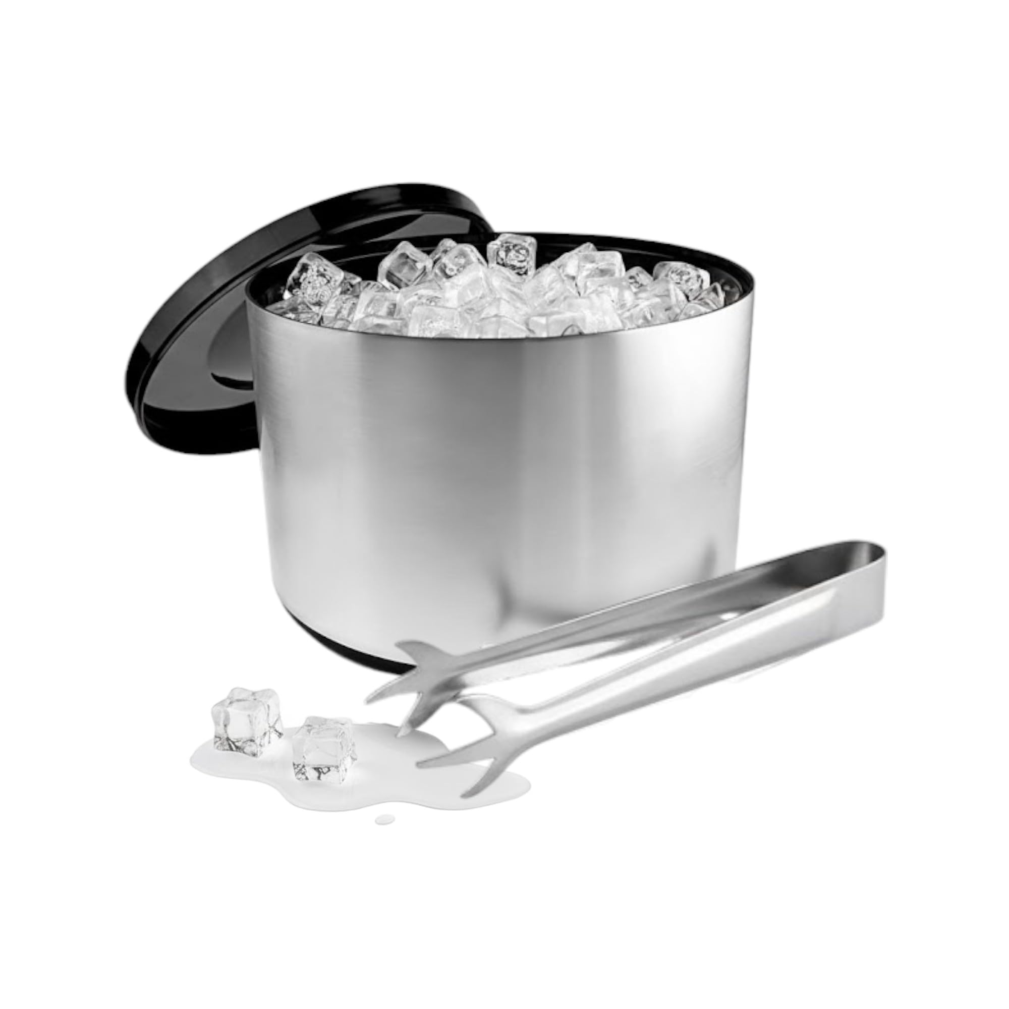 Chabrias Ice Bucket with Lid and Ice Tongs | Round & Double Walled Insulation | Perfect for Home Bars, Pubs, Restaurants, BBQs and Picnics (4 Litre)