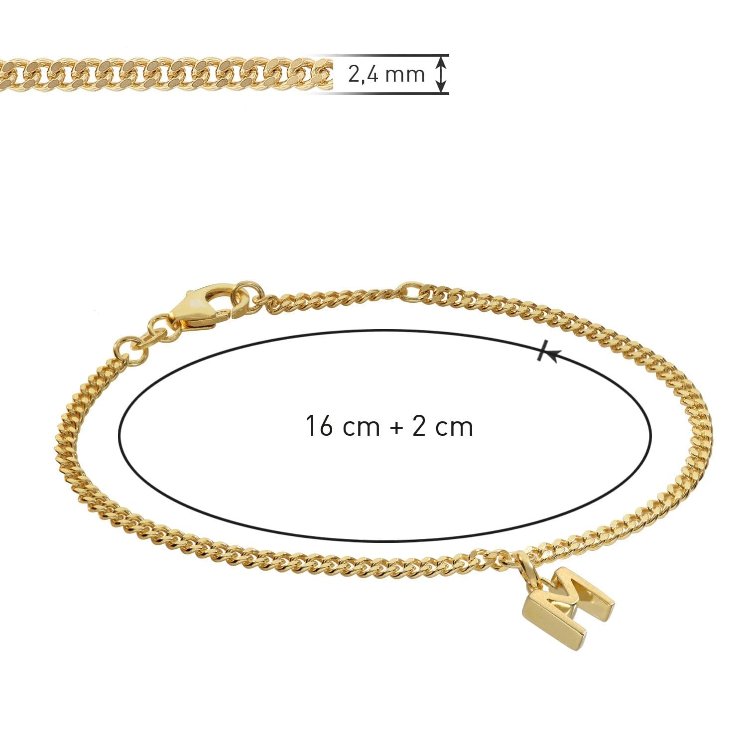 trendor Mädchen-Armband mit Buchstabe M 925 Silber Vergoldet 21602-M