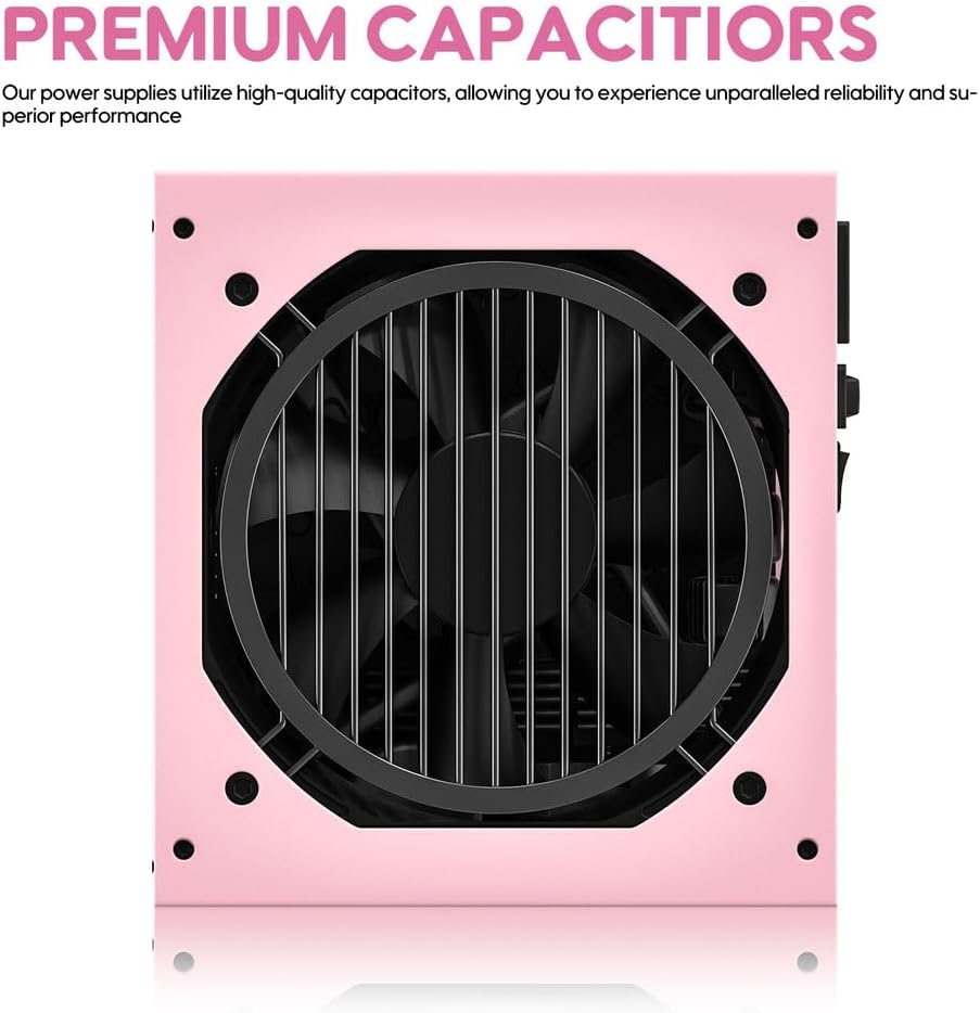 Vetroo 850W Power Supply Dual PCIe 5.1 ATX 3.1 Ready, 80 Plus Gold Full Modular, Quiet Operation with 120mm FDB Fan, 10-Year Warranty -Pink - 8