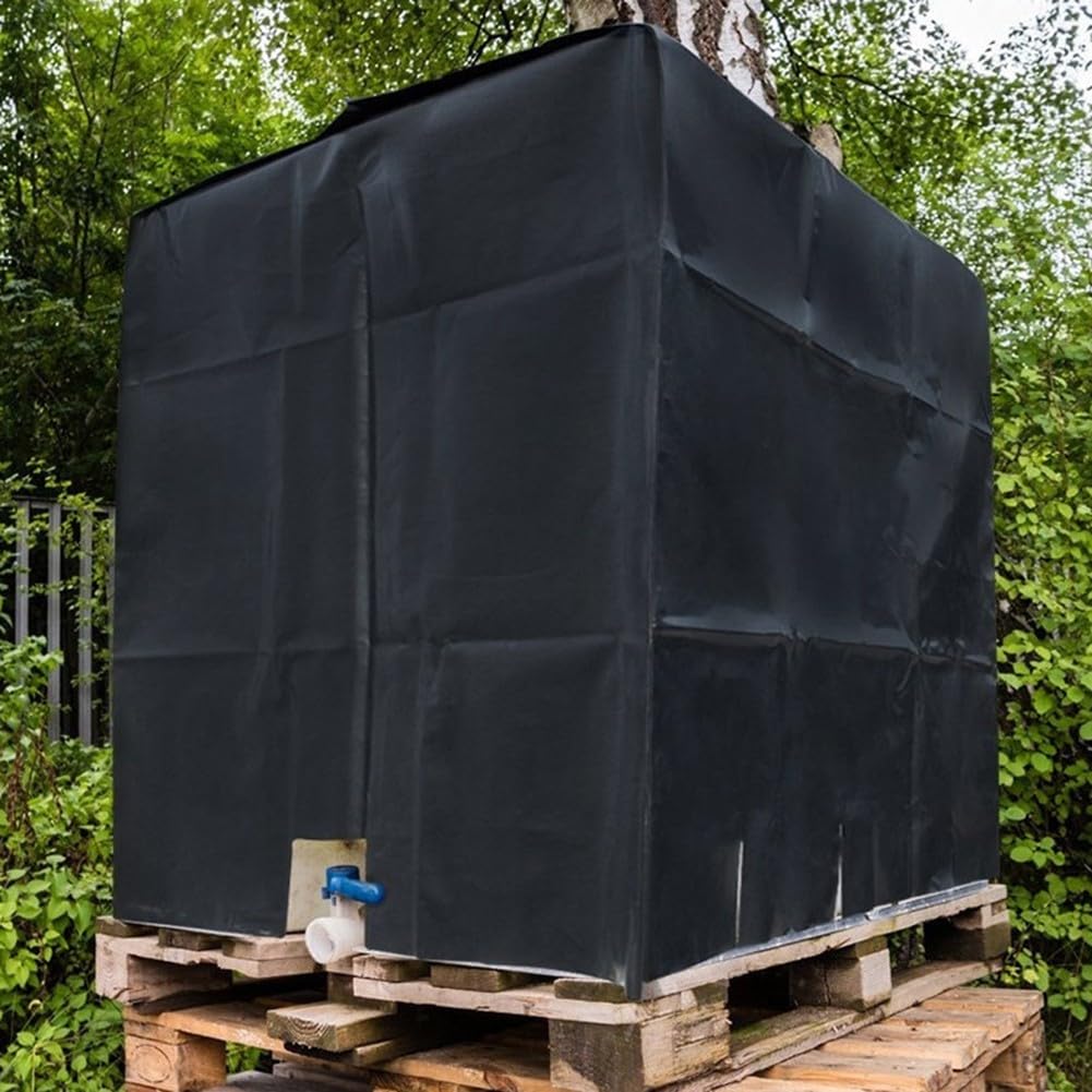 Cubierta para depósito de agua de 1000 L, material plateado 210D, resistente a la intemperie, para exteriores, con solapas, acceso a grifo, protección duradera para depósitos de agua, resistente a los