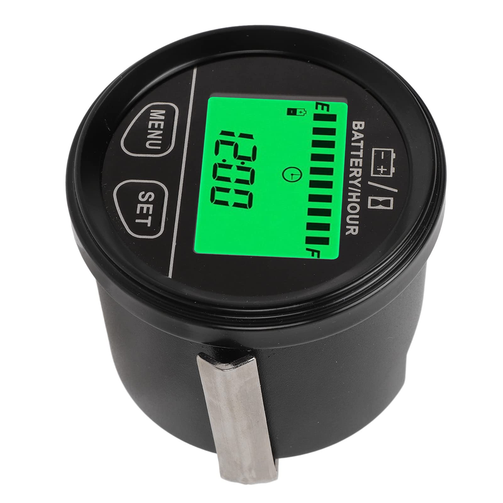 Medidor de voltaje digital de 12 V a 24 V Monitor de de energía Identificación automática Pantalla retroiluminada verde Función de reloj Medidor de voltímetro de sincronización