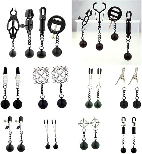 Miniatura 2 de Pinzas para pezón con peso de acero inoxidable con clip de cadena para pezón, bola ajustable, sin perforación, joyería para pezones para adultos,