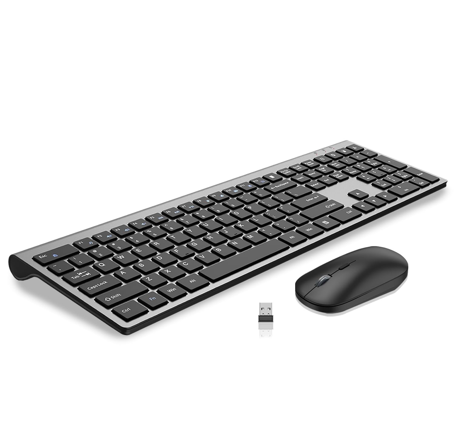 Keyboard and Mouse Wireless, Ultra Slim Full Size Computer Keyboard and 2400 DPI USB Silent Mouse with Invisible Light Design, Scissor Switch, Fn Lock, for Laptop PC Chromebook Windows - Black-image-20