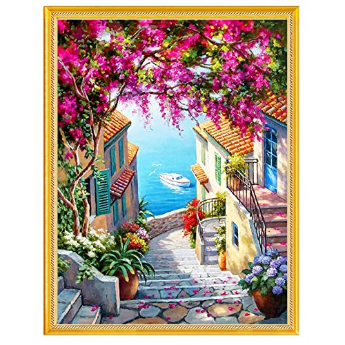 Disxvivy Cross Stitch Stamped Full Embroidery Kits Diy 11Ct Cotton Thread Printed Diy Needlepoint Kits Dmc Craft Needlework Set Cross-Stitch Stamped Sets-Outdoor Scenery 15.7X21.7 Inch #TOP15