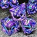 HAOMEJA Resin Dragon Eye DND Dice Set D&D 7 Pcs Resin Sharp Edge Role Playing Dice with Bag, Polyhedral Dungeons and Dragons Dice D20 D12 D10 D100 D8 D6 D4 (Purple & Eye Purple)