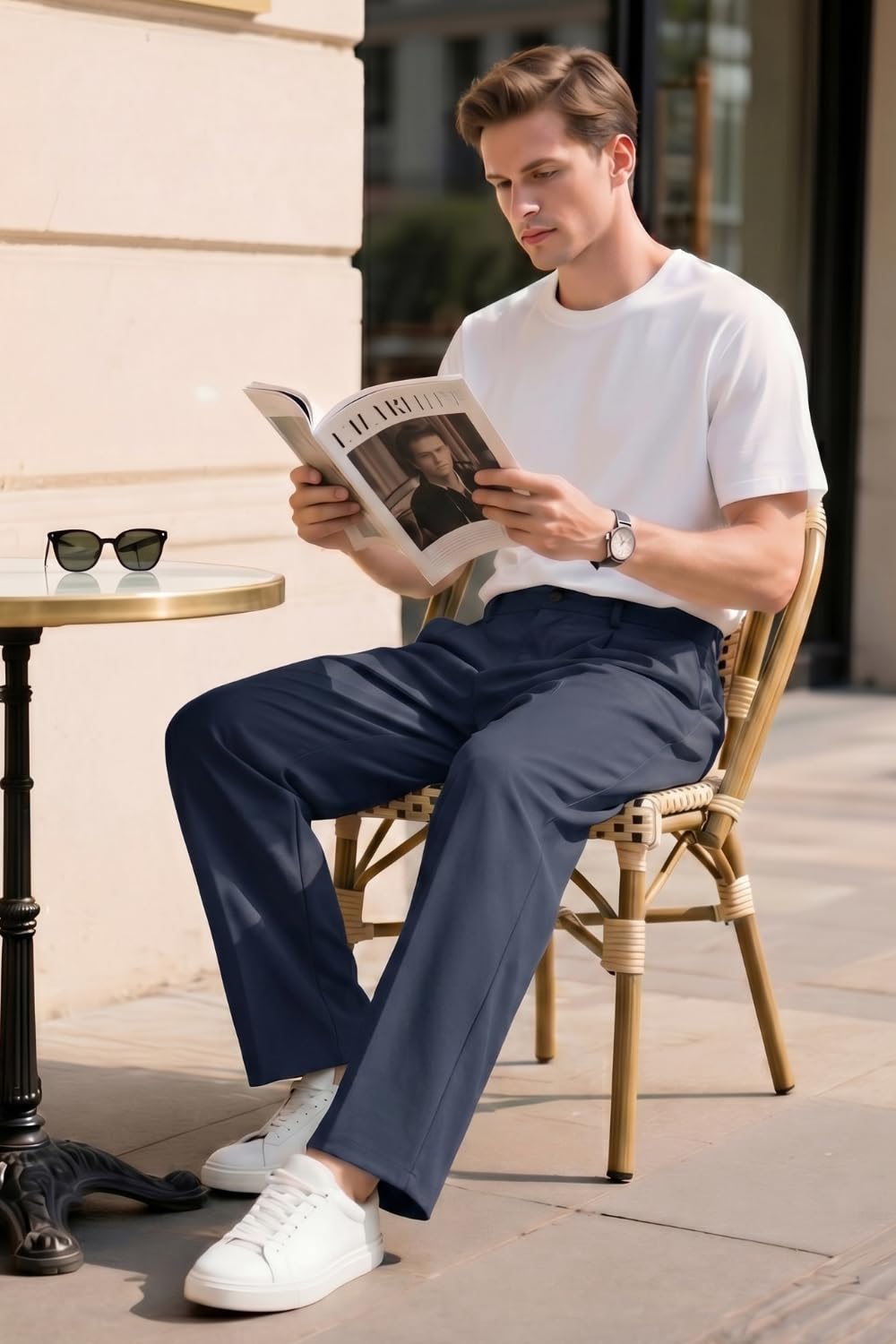Heyfanee Pantalones chinos para hombre, corte holgado, pantalones ligeros de traje de verano con bolsillos | Lyocell Stoff,Atmungsaktiv,Leicht,Bundfalten,Modern Business