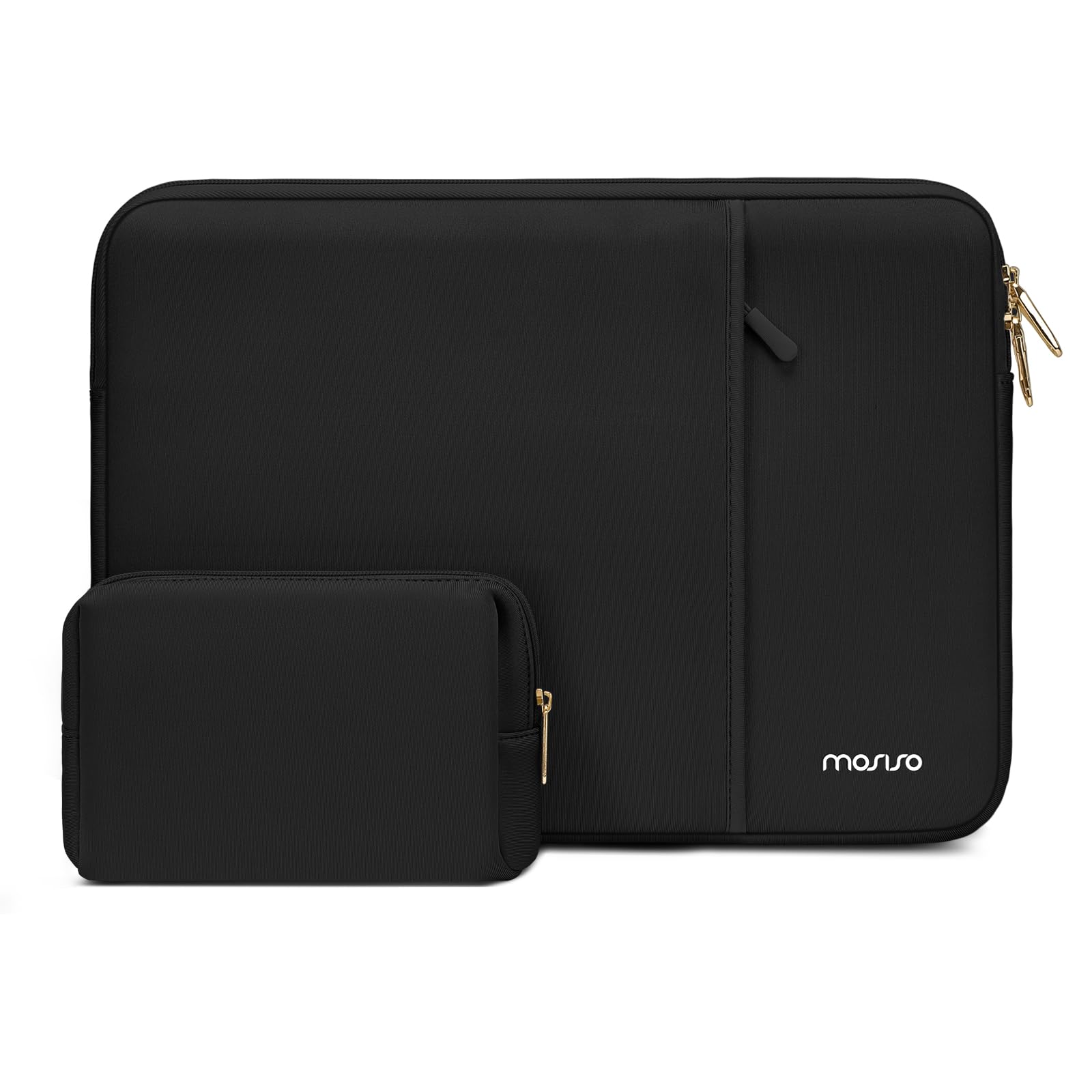 MOSISO 13-14 inch 360 Protective Laptop Sleeve Compatible with Macbook Air/Pro, HP, Dell, Lenovo, Acer, Asus, 13.3 inch Anti-theft Shockproof Carrying Case Neoprene Vertical Bag with Small Case, Black