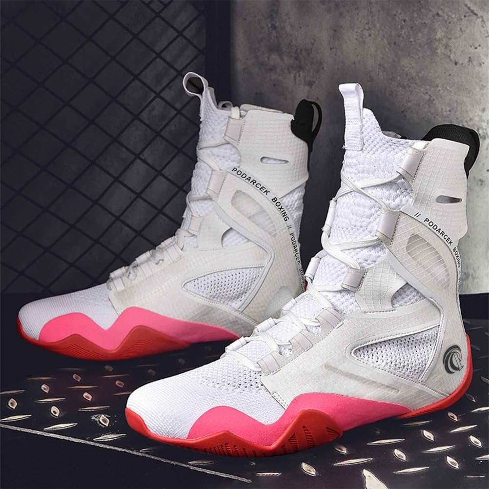 Scarpe da Allenamento Professionale per La Lotta Maschile, Scarpe da Combattimento Traspiranti, Sneakers Alte per Fitness E Sport in Palestra