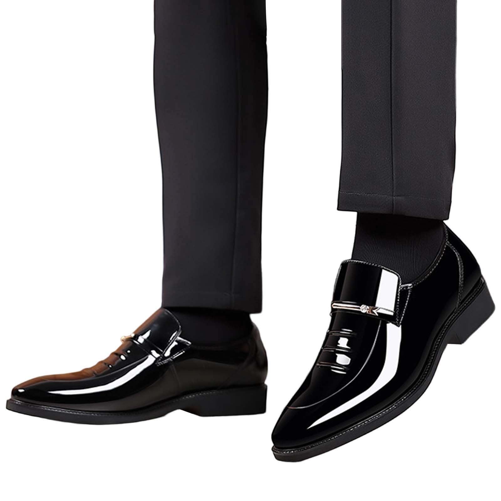 Genérico Zapatos De Charol Hombre,Zapatos Formales De Negocios Ligeros De Punta Baja para El Trabajo Y Ocasiones Especiales