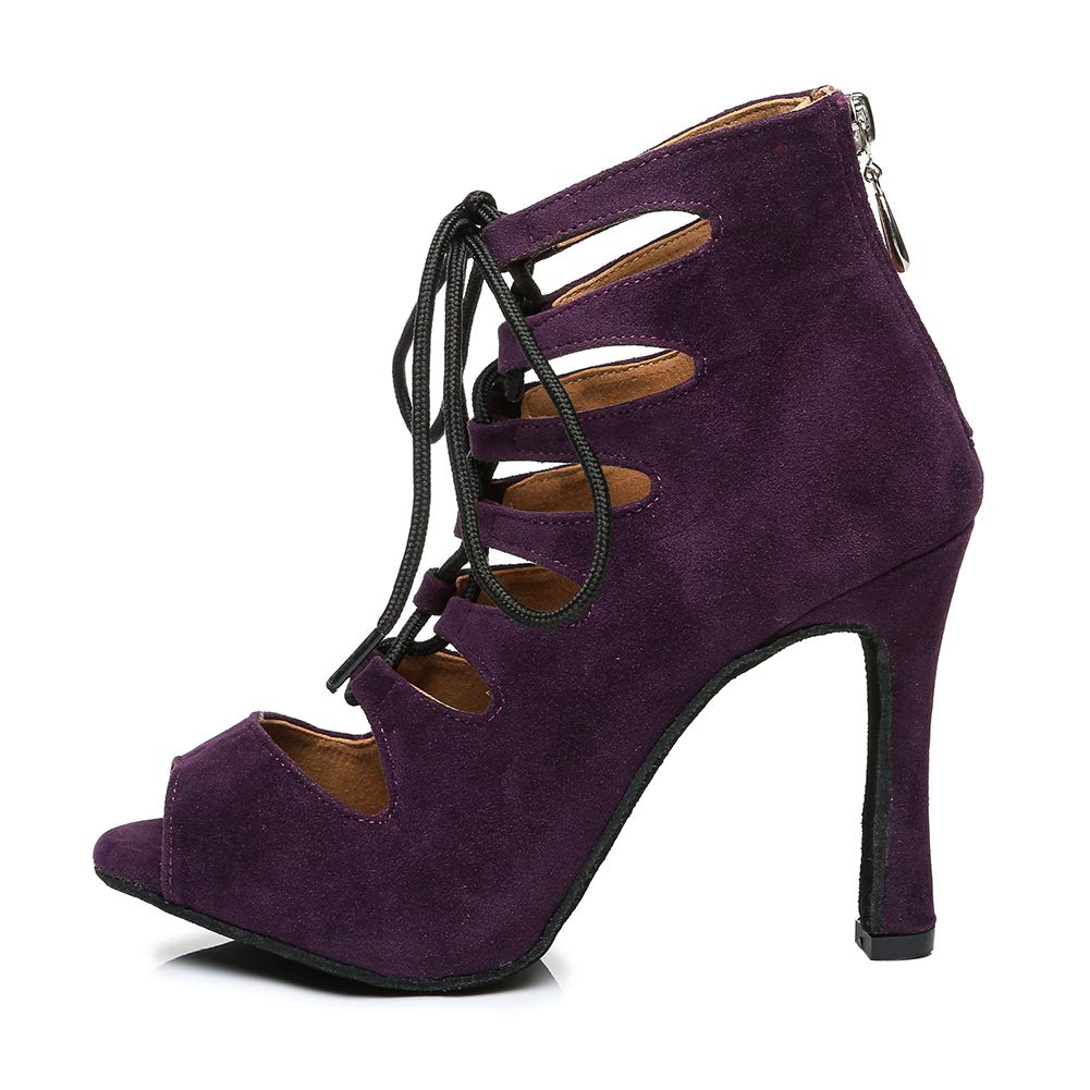 RUYBOZRY Botas de Baile Latino Mujer Botines Punta Abierta con Cordones Zapatos de Baile de Salon,Modelo YCL456 — view 12