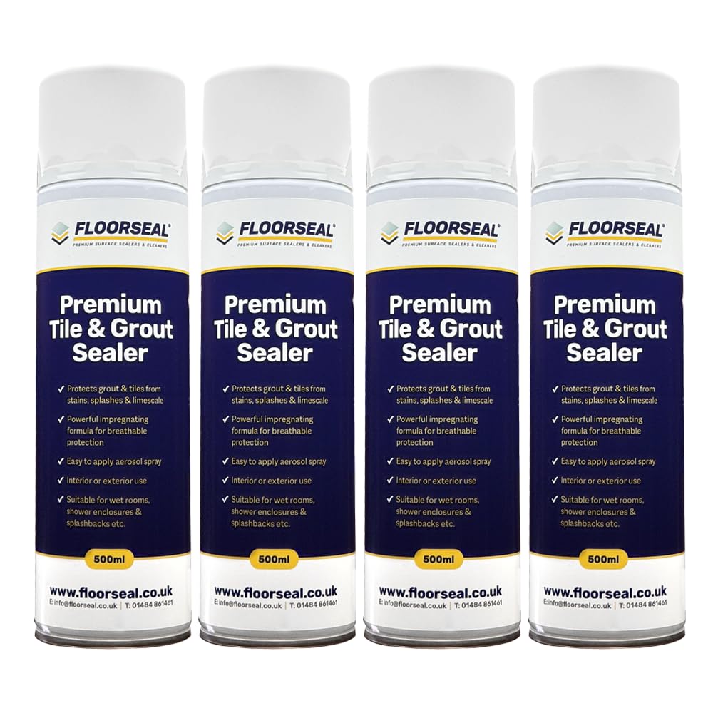 Premium Tile & Grout Sealer - Easy To Use Grout Sealer For Bathrooms, Wet Rooms, Kitchens Walls & Floors (2000ml 4 cans)