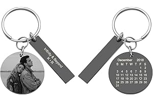 Round Personalized Calendar Keychain Picture & Custom Photo Keyring Gift