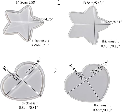 Miniatura 4 de Molde de resina de silicona con forma de corazón de estrella redonda, coctelera de epoxi, marco de arena movediza, molde de fundición de resina,
