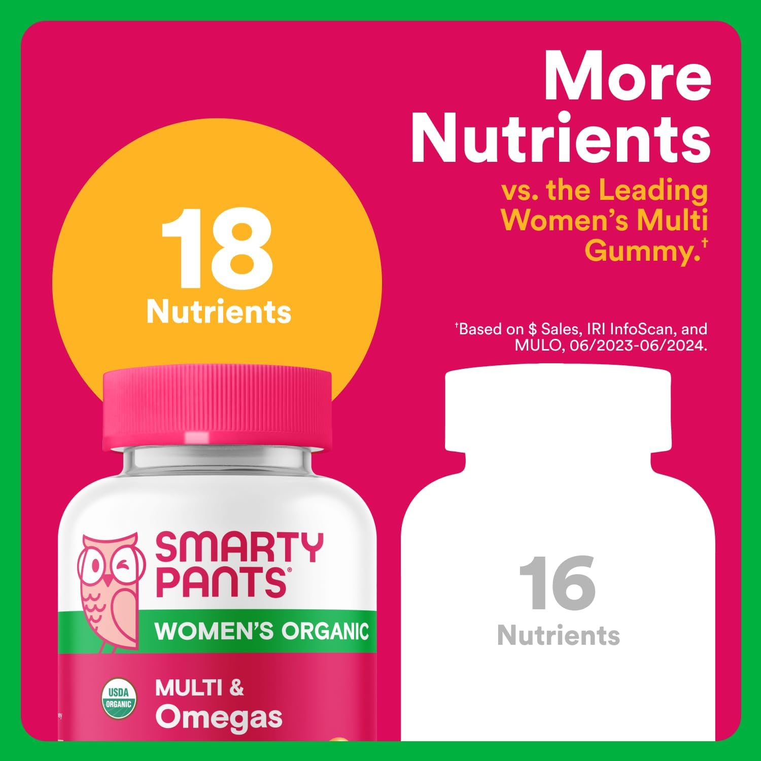SmartyPants Organic Women's Multivitamin Gummies: Biotin, Methylfolate, Omega 3 (ALA), Vitamin D3, C, Vitamin B12, B6, A, K & Zinc, Inositol, Gluten Free, Vegetarian, 120 Count (30 Day Supply) - Image 5